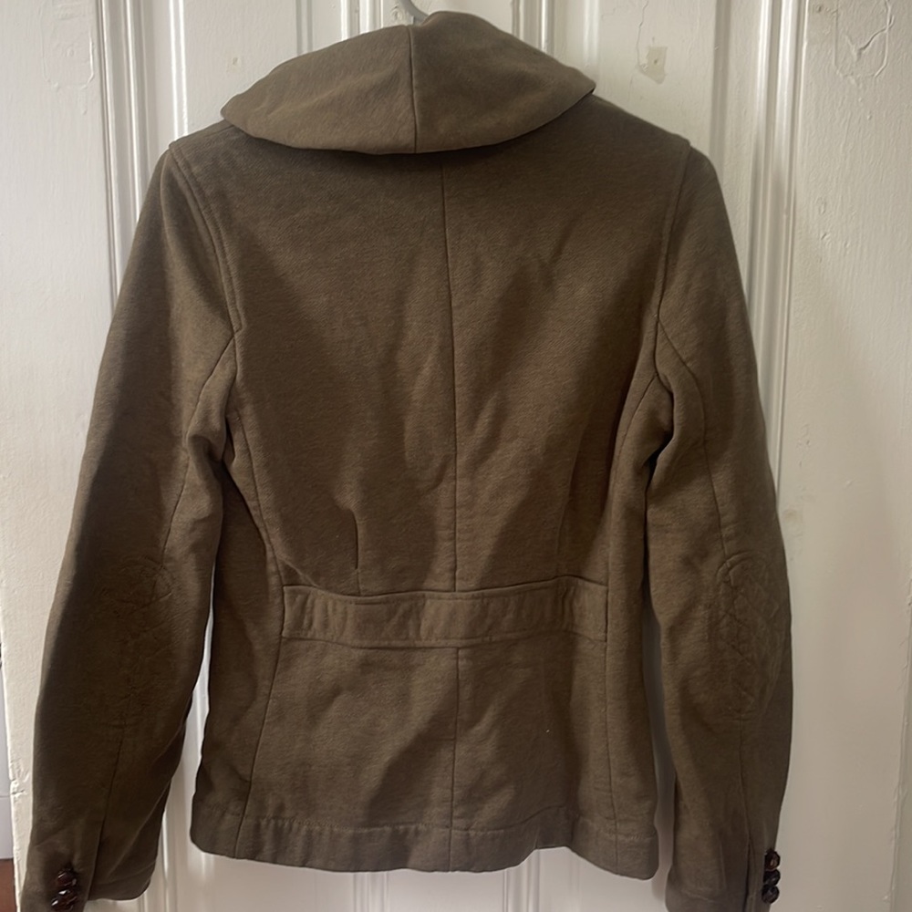 Vintage Ralph Lauren Rugby Olive Green Cotton Jacket Blazer With Leather Buttons - Picture 3 of 4